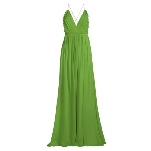 sau lee Dresses & Skirts - Sau Lee NWT Cameron Silk Chiffon Gown Apple Green Pleated Maxi Dress- Size 4